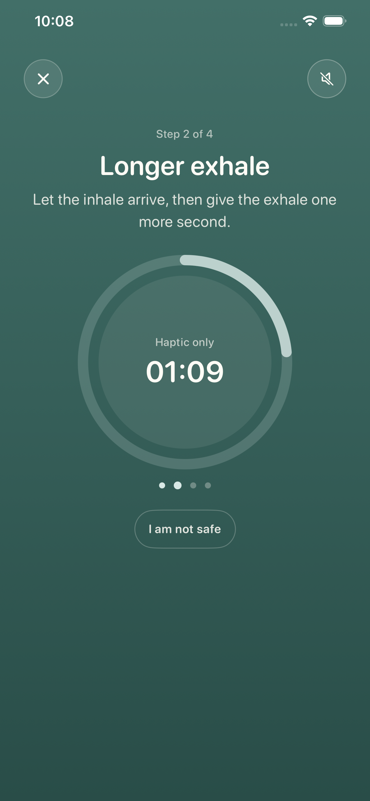 Lento active 90-second breathing protocol screen